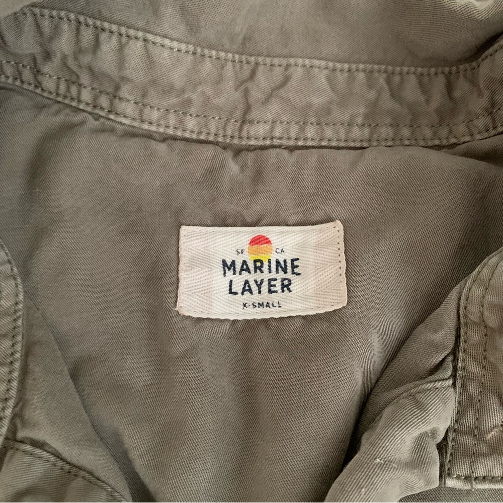 Marine Layer Dana Short-Sleeve Shirt Dusty Sage Olive Green XS Tencel Camp Shirt - Picture 7 of 9
